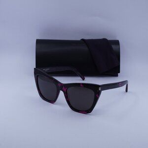 Saint Laurent SL214 KATE 009 Cat Eye Sunglasses - Black/Pink/Black